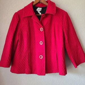 Chicos Jacket Women Size 1 Button Blazer Jacket Red‎ Preppy Office Casual